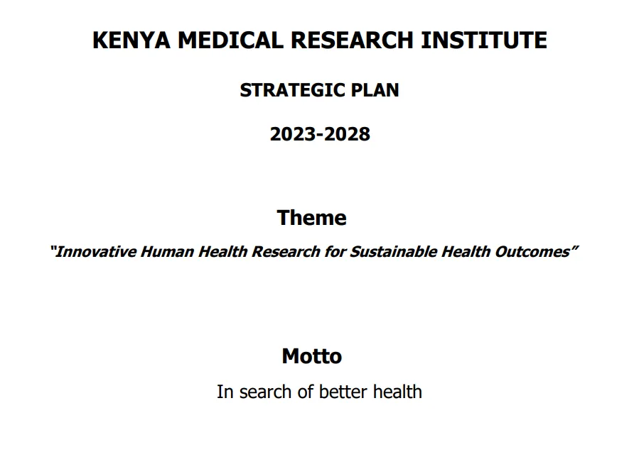 KEMRI Strategic Plan 2023-28 Stakeholders Engagement Platform